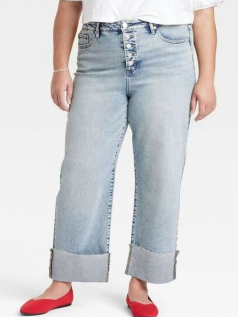 New Ava & Viv High-Rise Cuffed Straight Jeans Size 26W